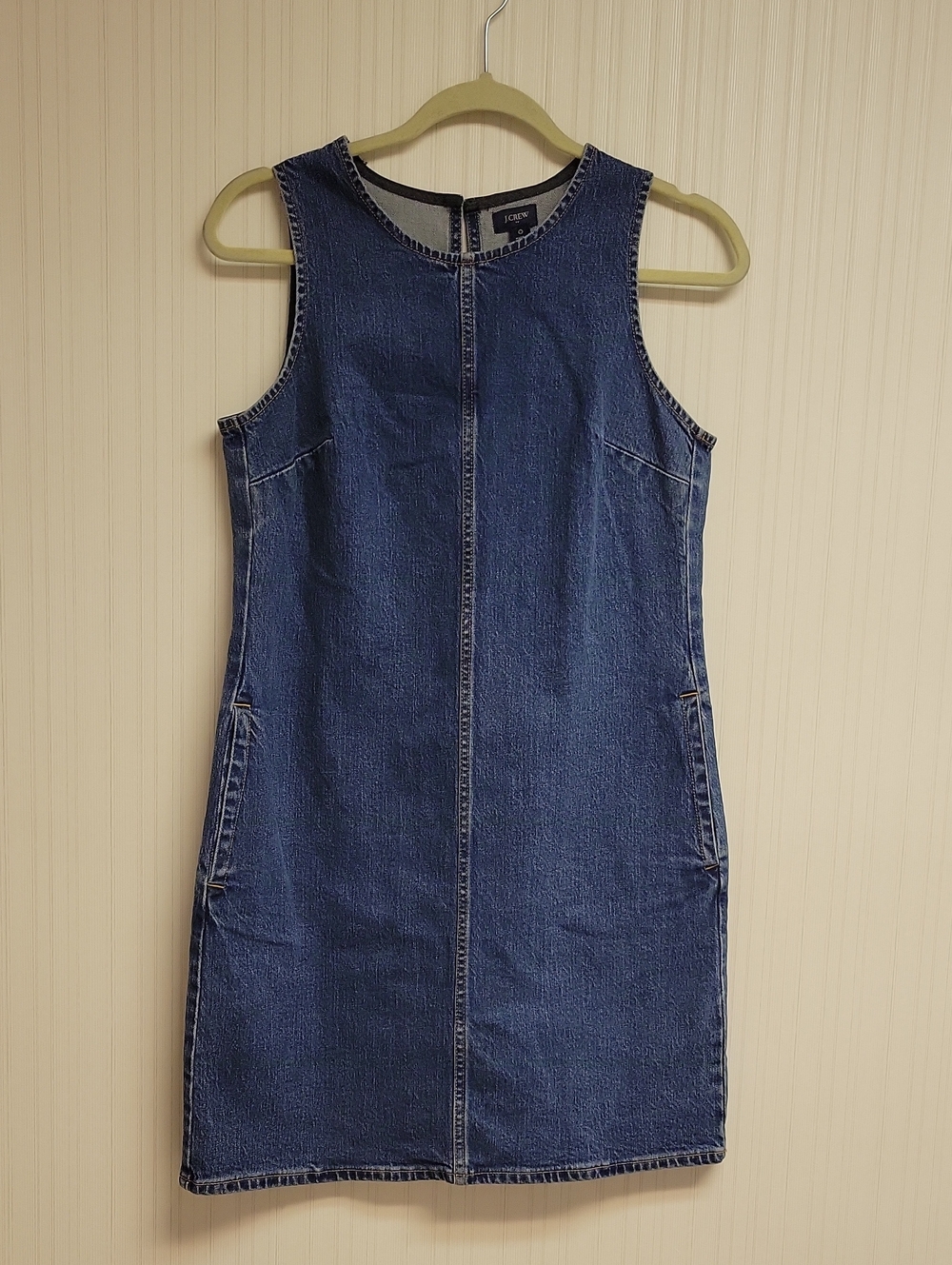 J. Crew Denim Sleeveless Shift Dress in Dark Blue Sz 0. Old Money Preppy Casual